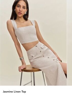 Reformation Jasmine Linen Top